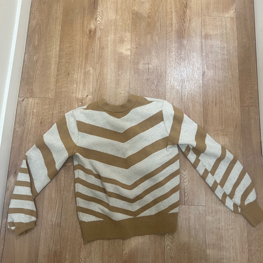 Striped Tan and Cream Sweater